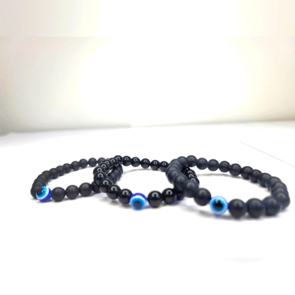 Evil Eye Bracelets Set of 3 Friendship Bracelets Black and Blue NWOT